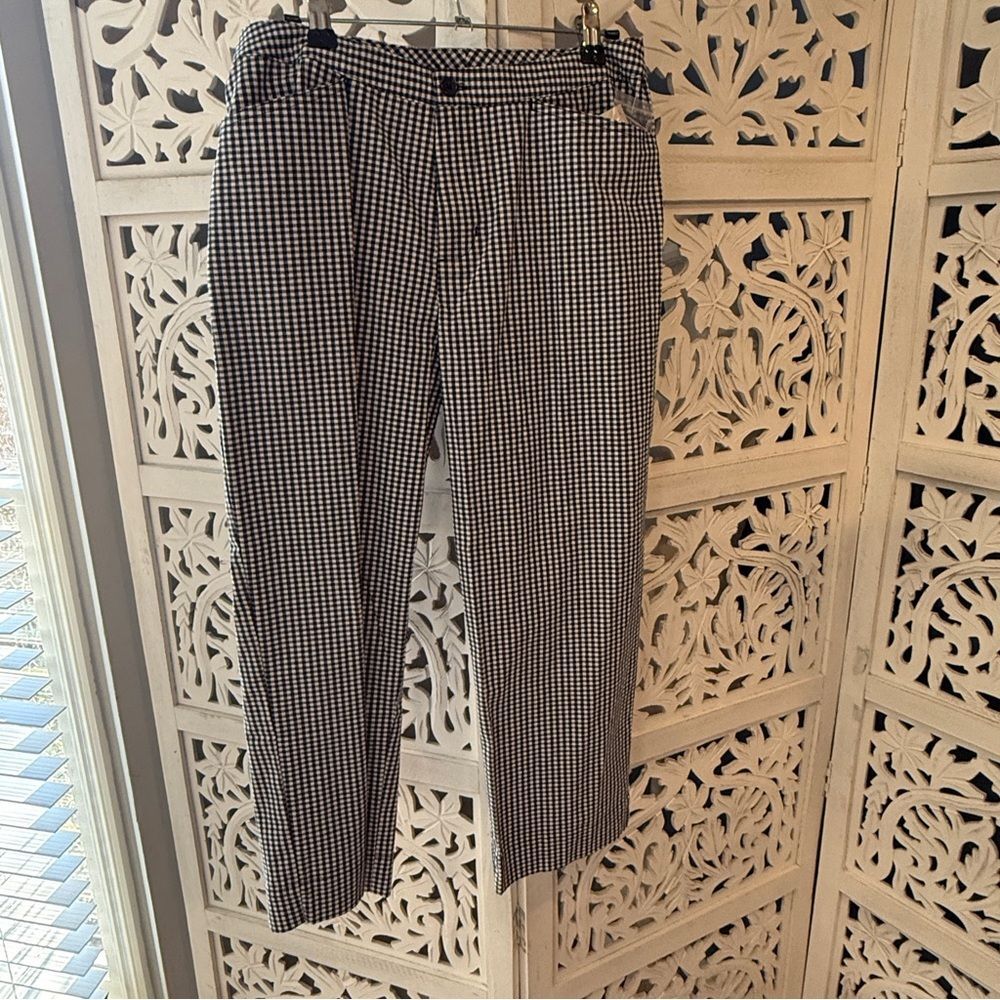NWT Sonoma Black and White Checkered Capri Pants Sz 6